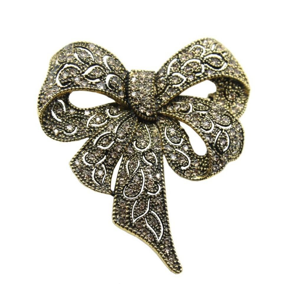 

Black Rhinestone Memorial Black Bow Brooch Large Bowknot Shining Crystal Vintage Pin Badge Brooch For Funerals and Mourning
