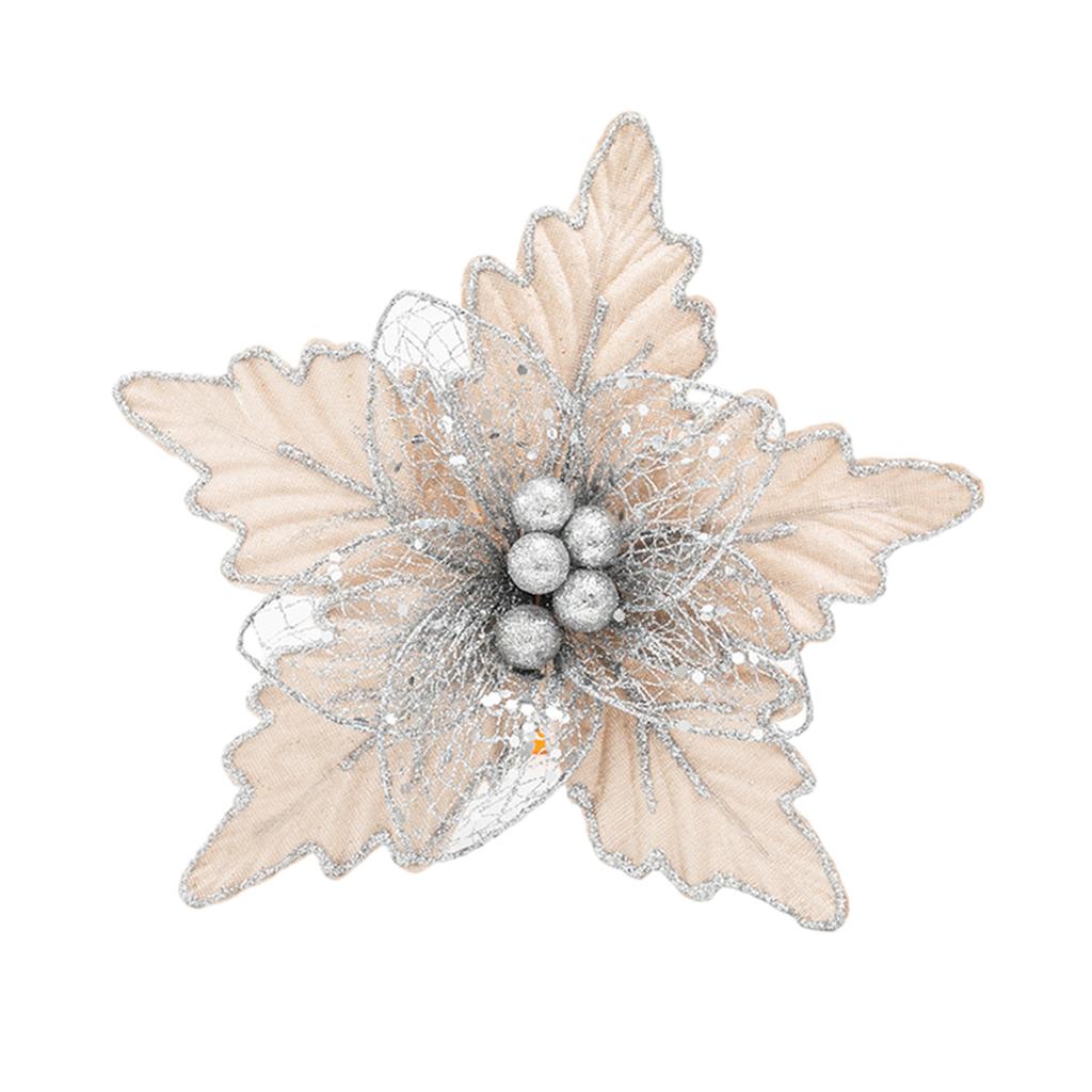 For Christmas Trees Christmas Poinsettia Christmas Flower Decoration Glittering High Quality Material Ornaments