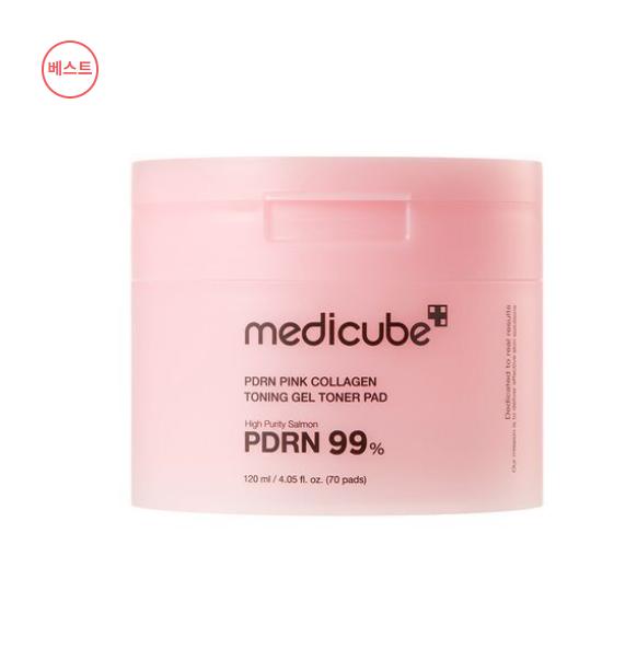 MEDICUBE PDRN Pink Collagen Gel Toner Pads 70 Sheets - Hydrating & Firming K-Beauty
