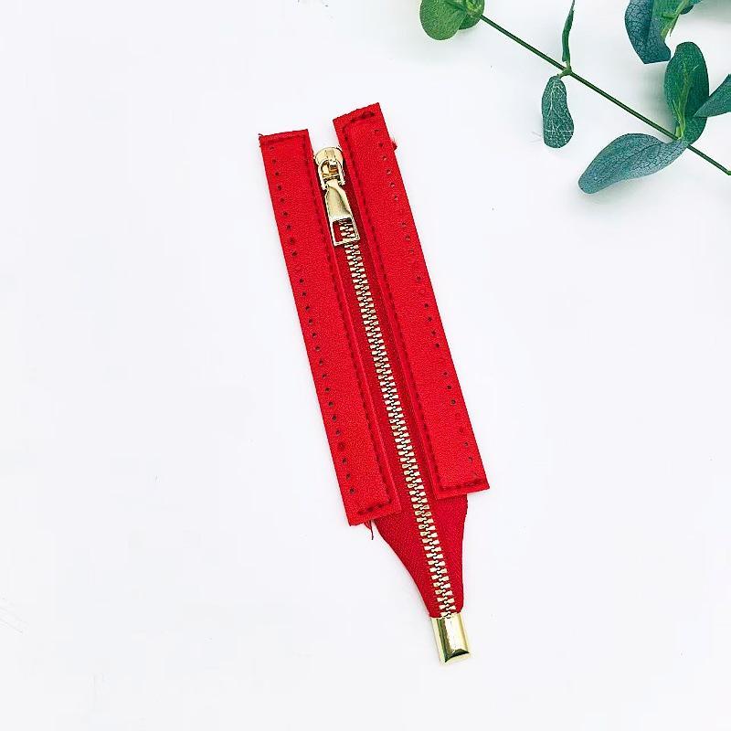 15cm Metal Zippers 5cm Wide PU Gold Close-end Wear Resistant for Handbag Shoulder Bag DIY Sewing Leather Craft Accessories