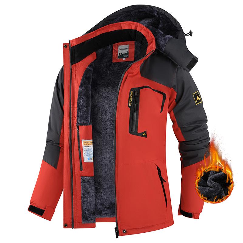 Cross-Border Outdoor Windproof Plus-Size Fleece-Lined Winter Windbreaker Jacket for Skiing and Fishing