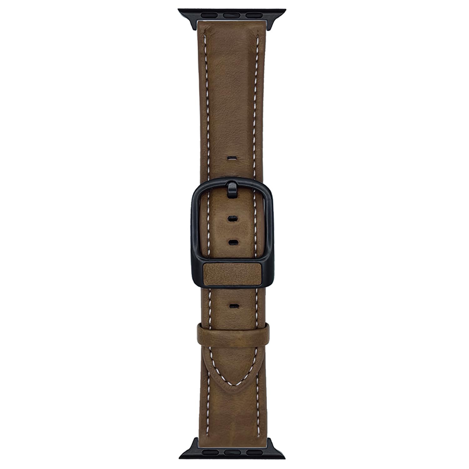 

Ремінець для Apple Watch Series 10 9 8 7 SE 6 5 4 3 2 1 42 мм 41 мм 40 мм 38 мм Текстура Crazy Horse Поясна сумка Пряжка Шкіряний ремінець Dark Brown