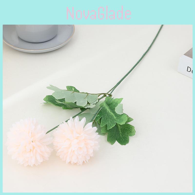 Silk Flower Long Doubleball Ping Pong Chrysanthemum For Wedding And Party Decor