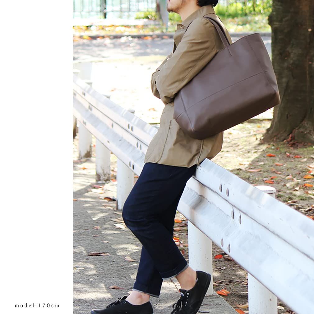 VITAFELICE Tote tas van echt rundleer voor mannen en vrouwen, oinb-n1706 (Houtskool Bruin)