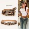 Cool Carved Buckle Belt Zinc Zinc Alloy PU Vintage Waistband Fashion Leopard Print Belt  Festival