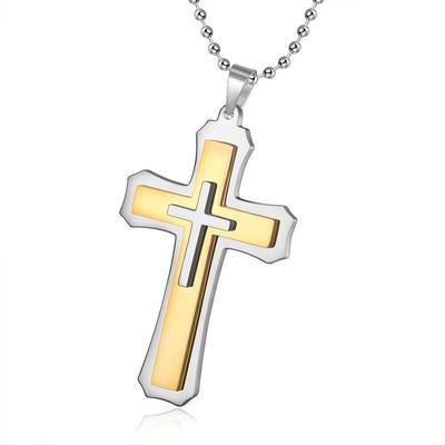 European & American Retro Men's Titanium Steel Cross Pendant Necklace
