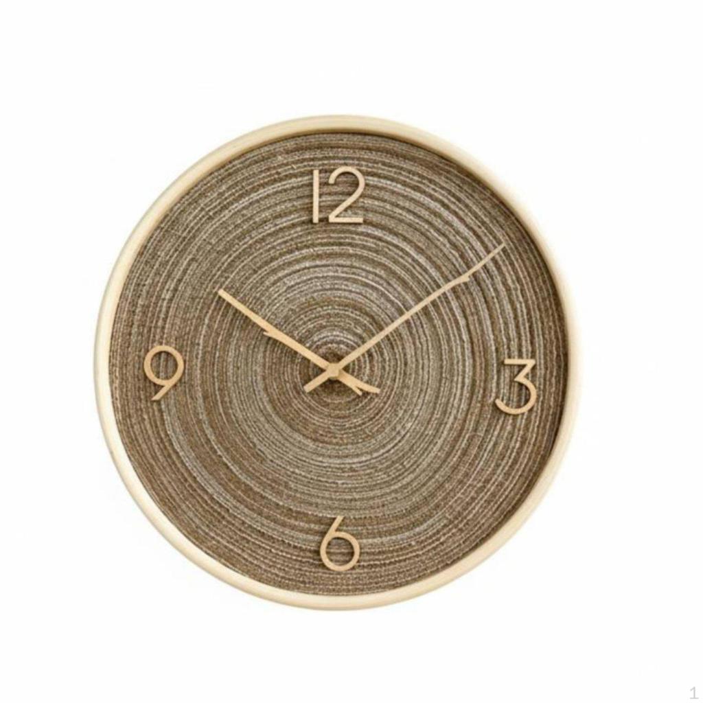 Nordische Wanduhr Massivholzrahmen Gewebtes Zifferblatt Leises Uhrwerk Heimdekoration für