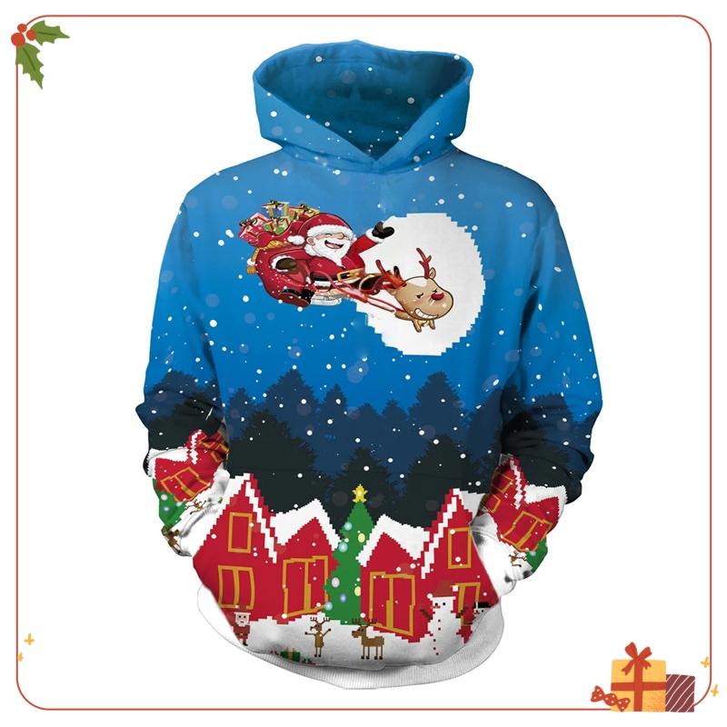 Merry Christmas Sweatshirts Cartoon Pullover Hoodies for Kids Clothes Santa Claus Girl Clothes Snowman Sweatshirts Boys Clothing