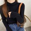 Pit Strip Half Turtleneck Bottom Shirt with Sweater Female Autumn and Winter White Chic Top Black Sweater