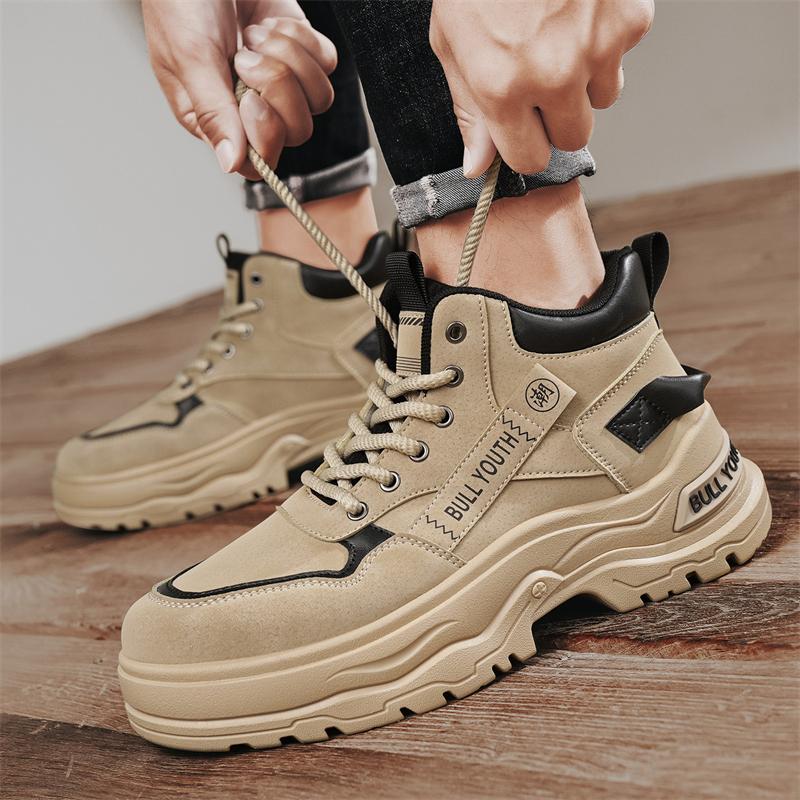 New Fashion Autumn And Winter Men's High Top Martin Boots Students Male Boys Trending Soft Sole Work Shoes Labor Protection Martin Sneakers