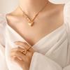 Korean Trendy Love Heart Snake Bone Chain Women's Non-Fading Versatile Peach Heart Pendant Necklace