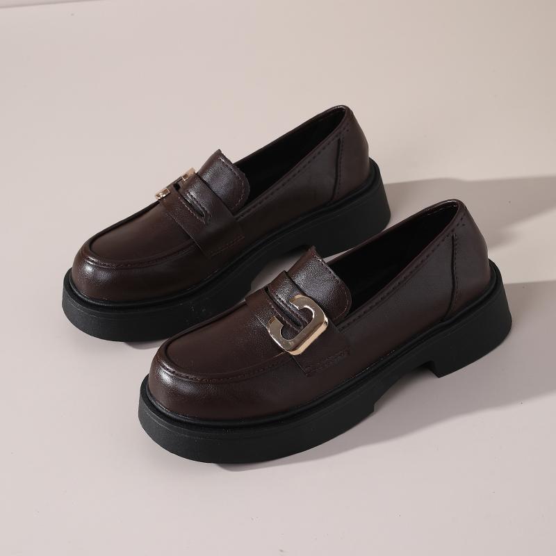 Women's British Style Leather ShoesNew Spring and Autumn Versatile Shoes Soft Sole Thick Sole Loafers Make Feet LookSmaller