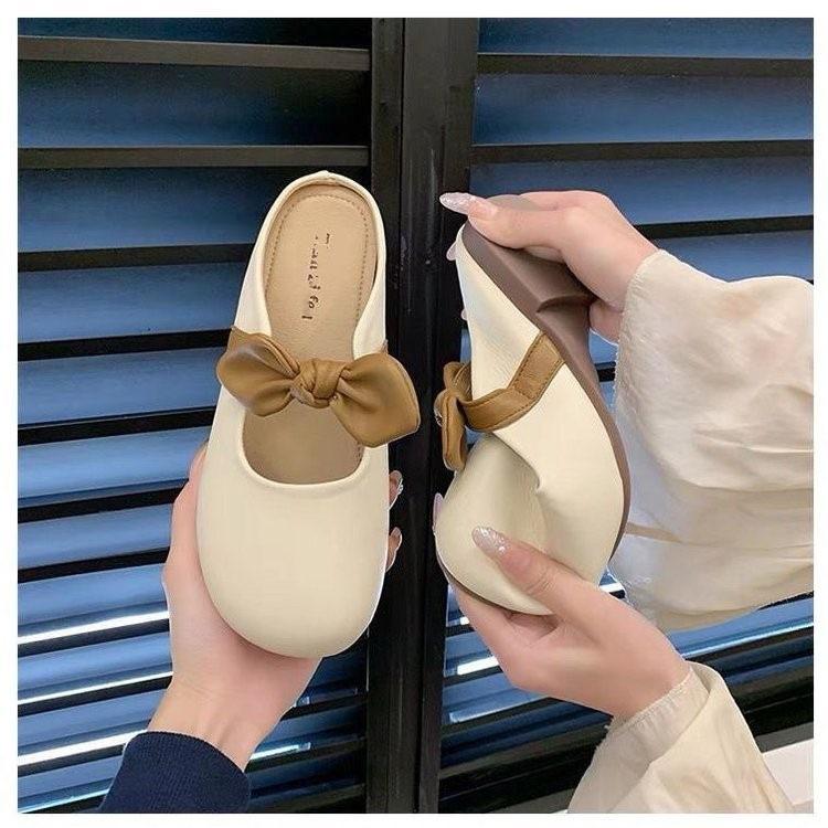 Summer half slippers fashion flat heel non-slip cool slippers women's 2026 Xiaoxiangfeng one-word bag head drag lazy shoes