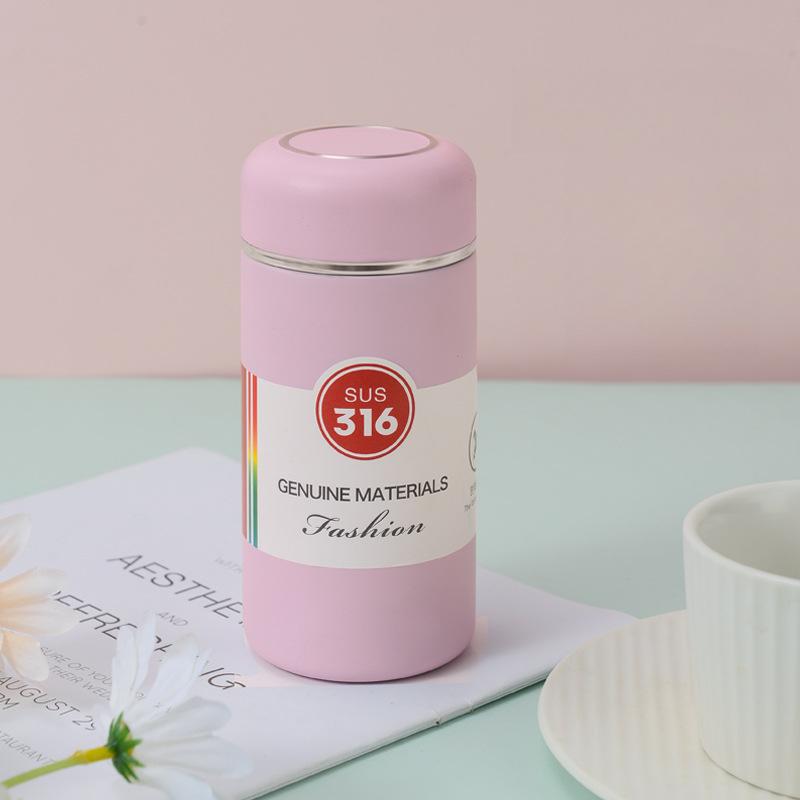 300ml 304 Stainless Steel Mini Vacuum Flask, Cute Pocket Insulated Water Bottle for Girls Daily Office Travel