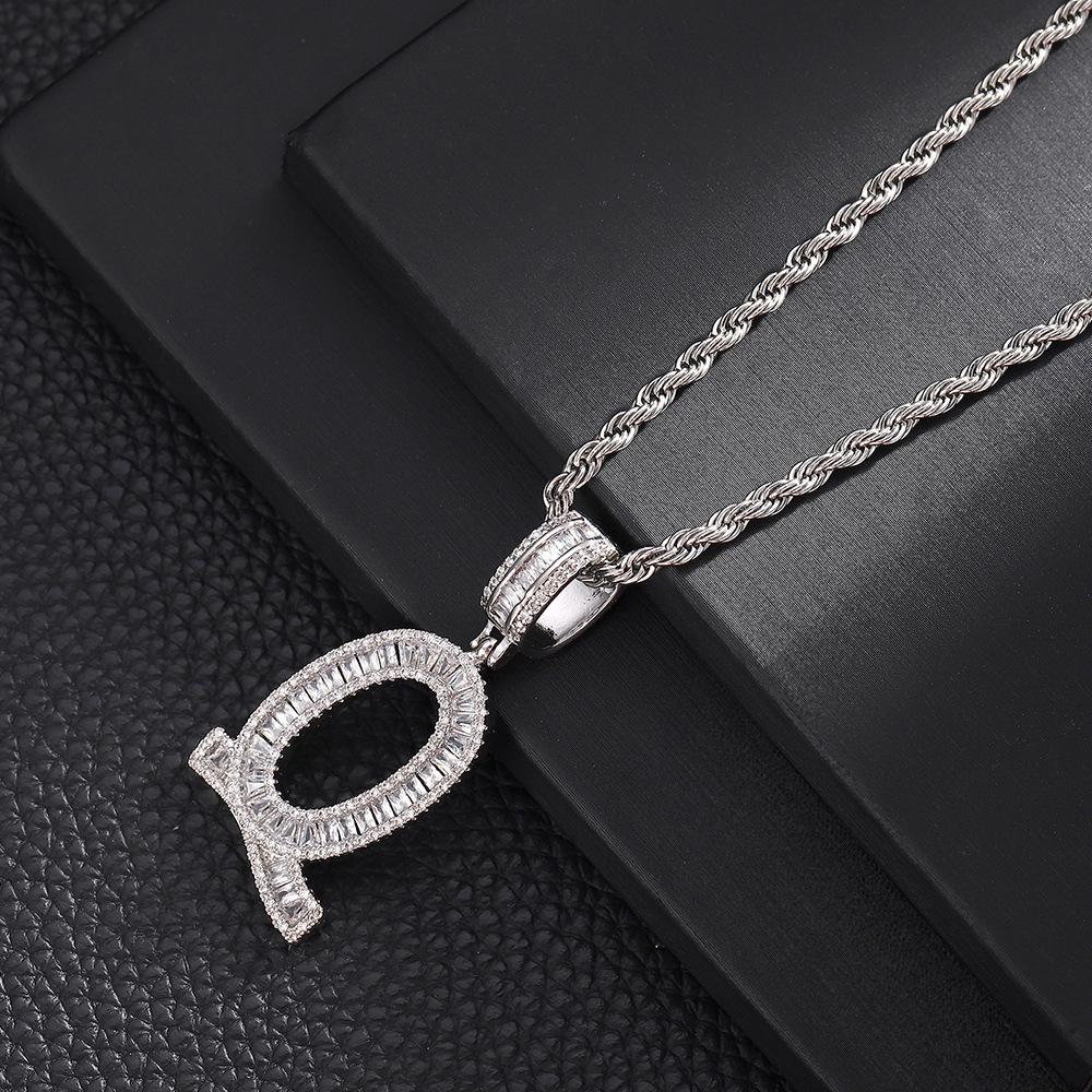 Hip Hop Letter Pendant Zircon Necklace Popular Instagram Personalized Accessory Niche Design Men's and Women's Pendant Necklace