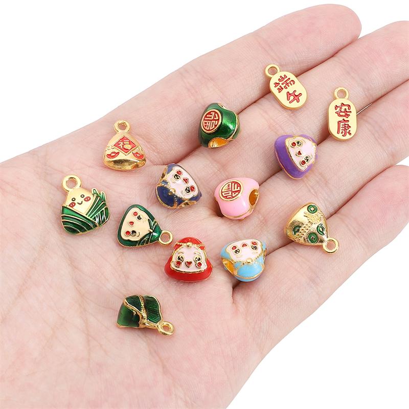 Brelocuri din aliaj Festivalul Bărcii Dragonului Zongzi Pandantiv Față Zâmbitoare pentru Confecționare Bijuterii DIY Brățară Colier