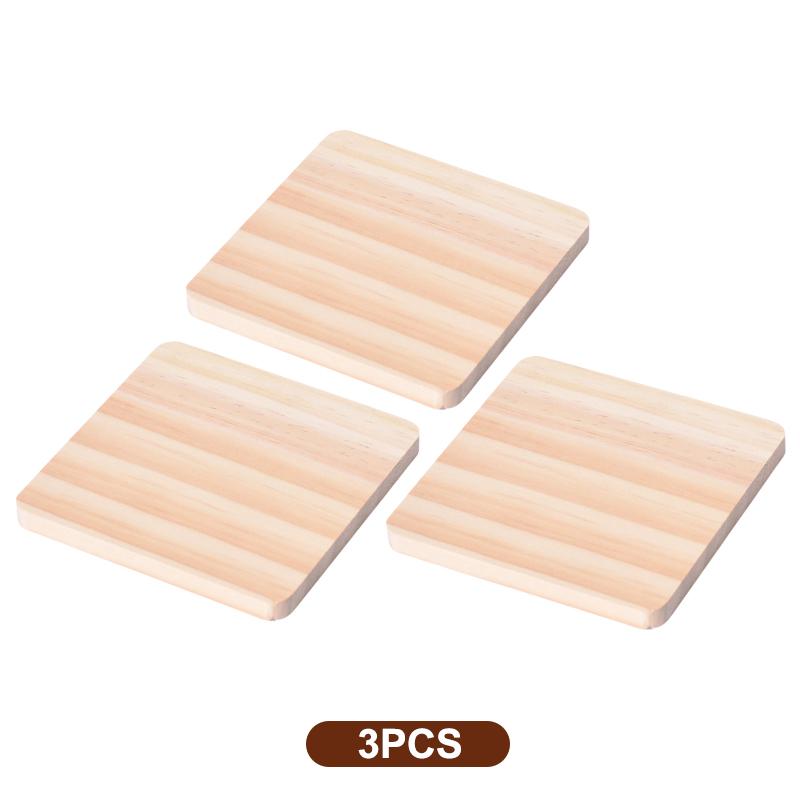 1/3/5Pcs Unfinished Natural Wood Coasters Non Slip Heat Resistant For Home Kitchen Coffee Bar Diy Projects