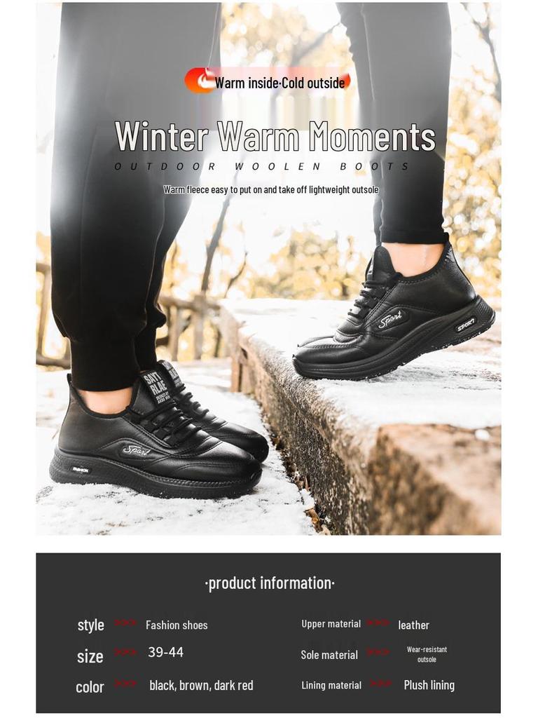 Unisex Warme Leder Baumwolle Rutschfeste Leichte Freizeitschuhe