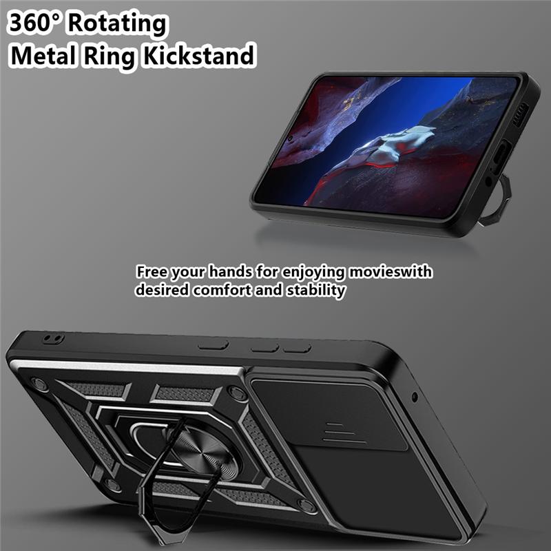 For Xiaomi Pocophone Poco F5 F5Pro Case Shockproof Armor Magnetic Car Holder Ring Cases For Poco F5 Pro Slide Camera Lens Cover