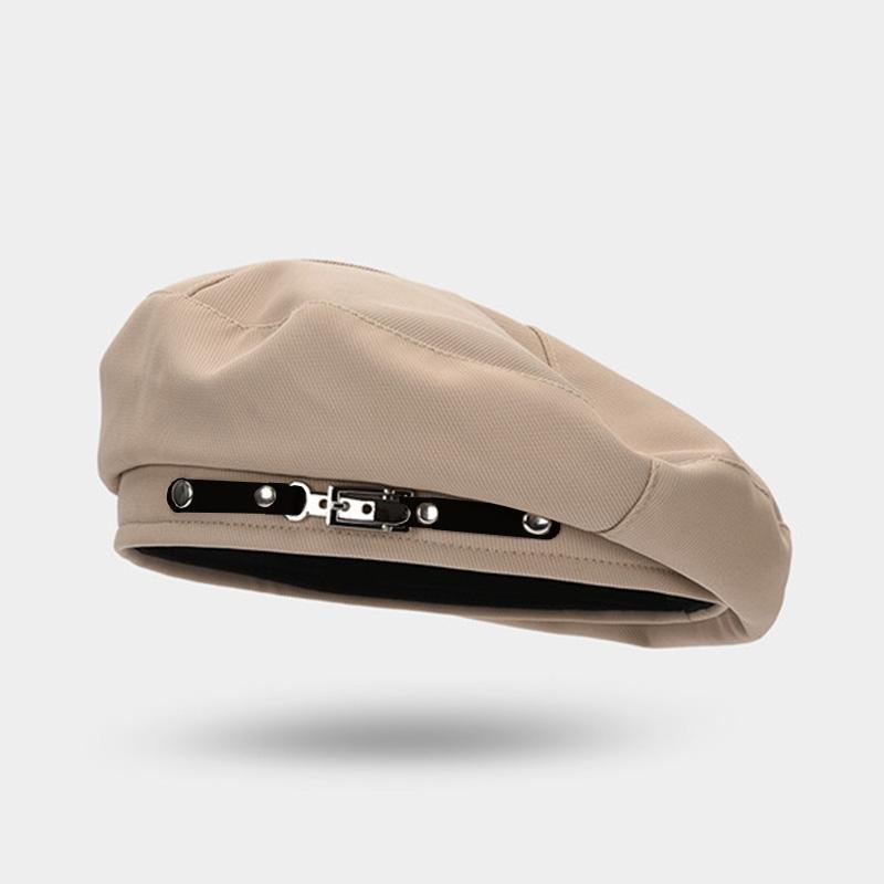 Chic Vintage-Inspired Beret Cap For Women - Lightweight Cotton, Adjustable Drawstring Closure, Perfect For Fall & Winter