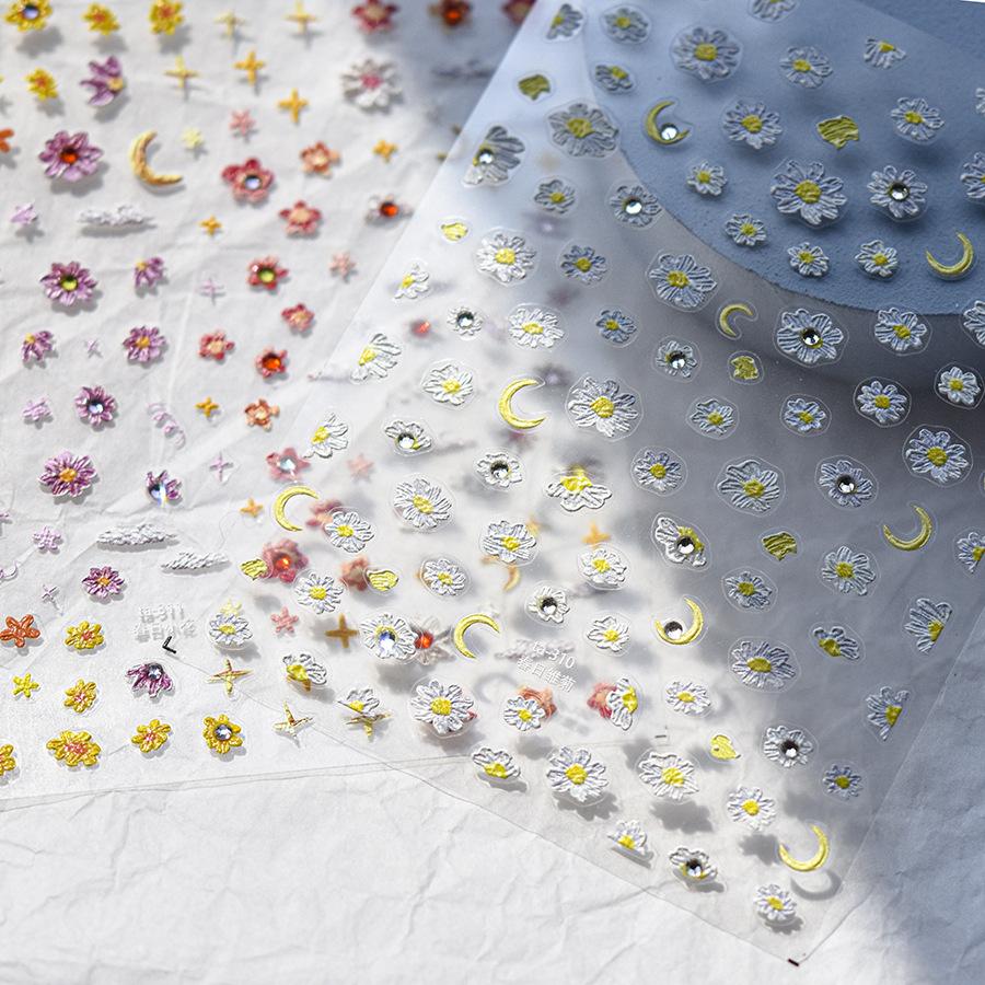 Яркие кристальные весенние день маленькие цветочные наклейки для ногтей своими руками — фото 5