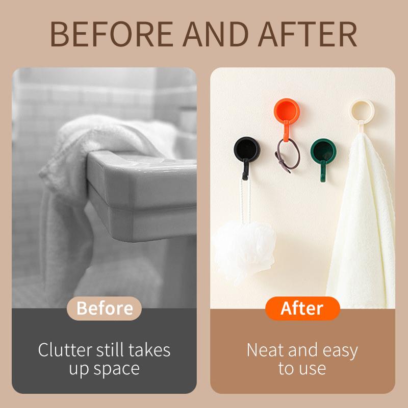 1/4 PCS Rotating Hooks Strong Adhesive Sticking Wall Kitchen Cute Hook Seamless No Punch Sticky Hook Key Holder Bathroom Organizer Rack