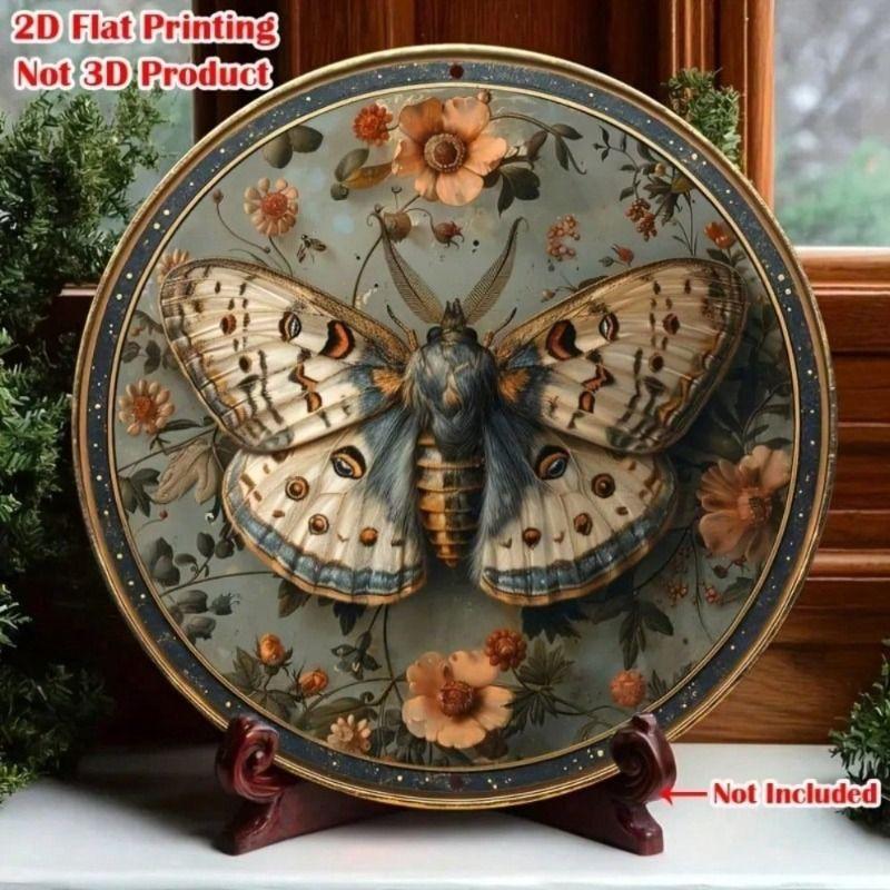 

Metal Poster Wall Art Moth Vintage 8x8 Inch Aluminum Anti Rust Fade Resistant for Living Room
