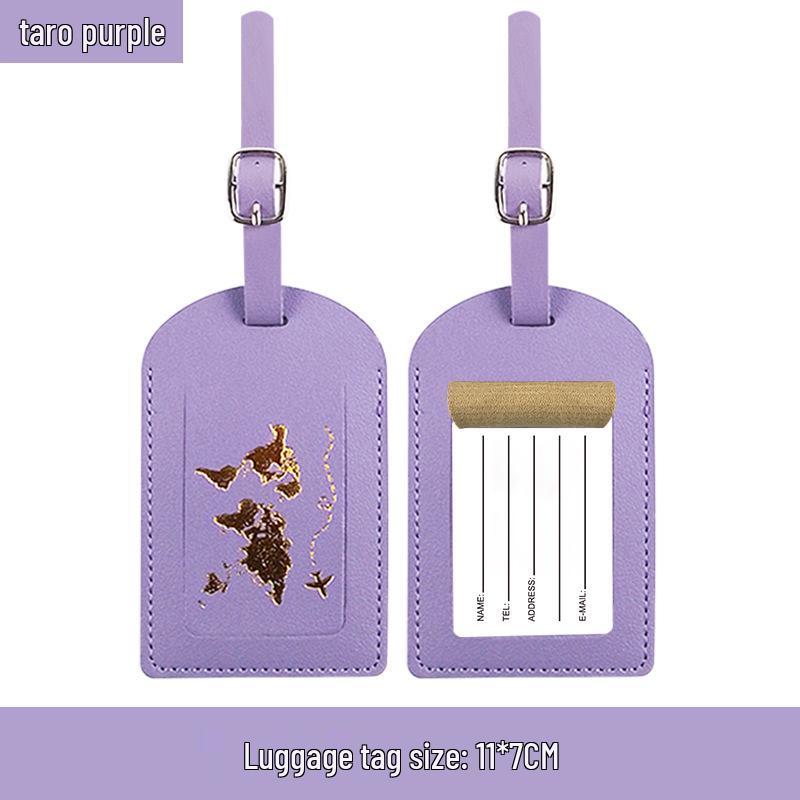 Thickened PU Leather Map-Stamped Luggage Tag & Passport Holder Set