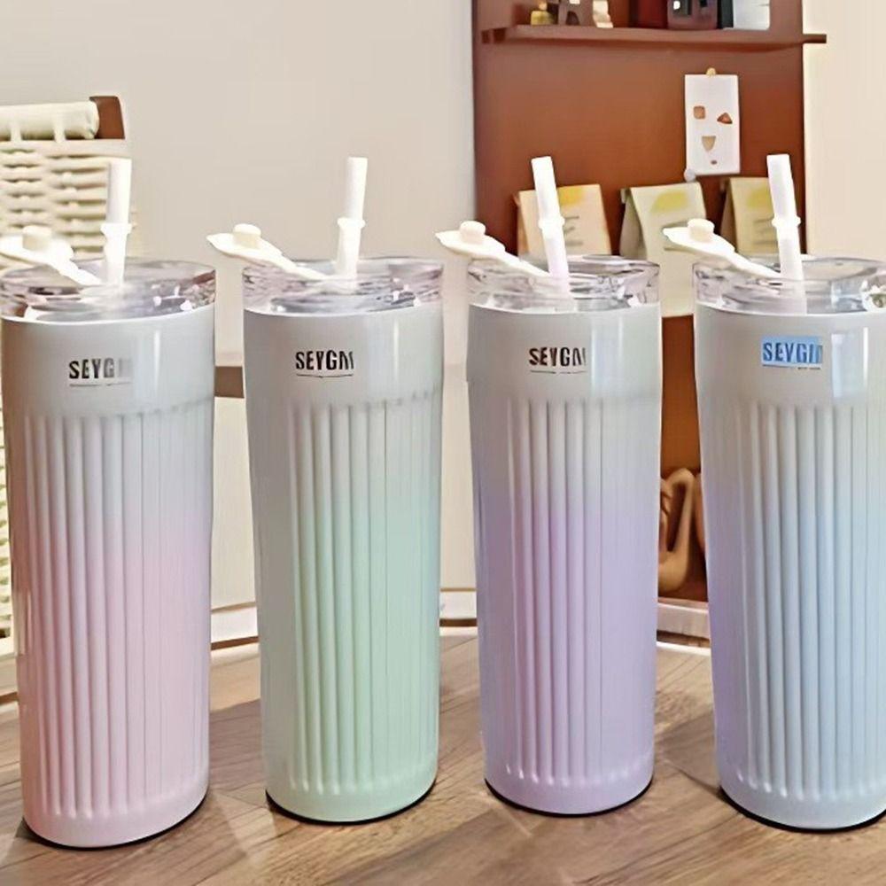 Large Capacity Gradual Change Color Coffee Cup 500ML Insulated Water Bottle  Sports