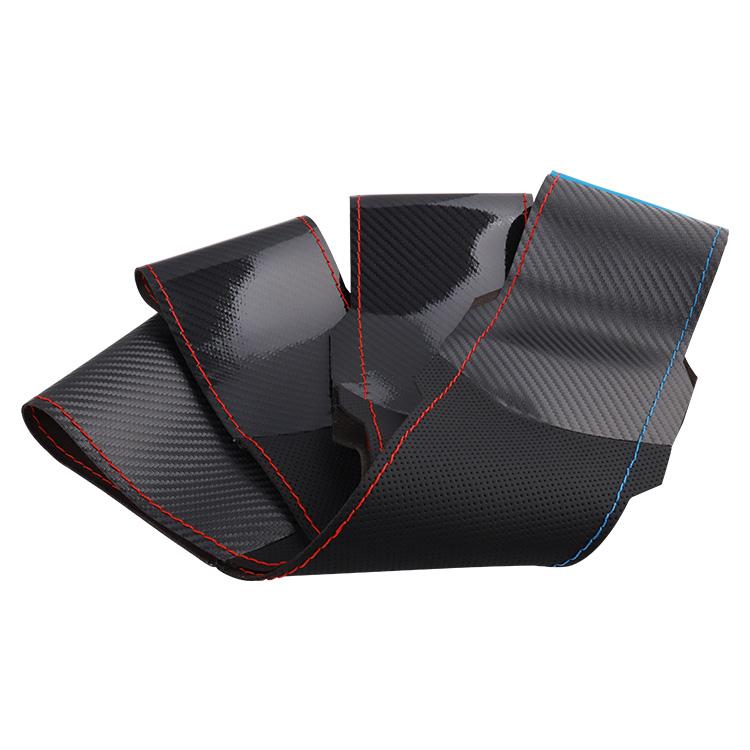Gloss Hand Sewn Car Carbon Fiber Steering Wheel Cover Genuine Leather With Hole for toyota Steering Wheel Cover
