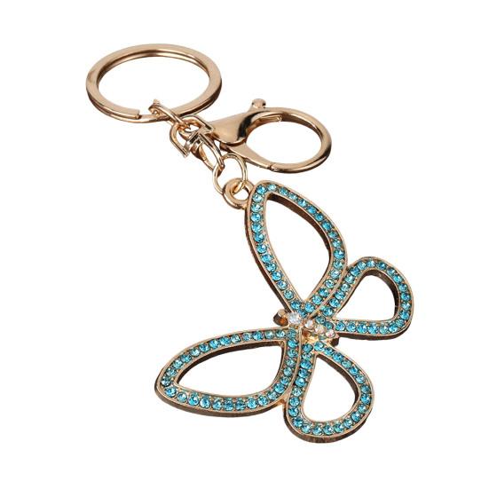 Rhinestone Butterfly Keychain Pendant Lightweight Keychain with Rotating Lobster Clasp Metal