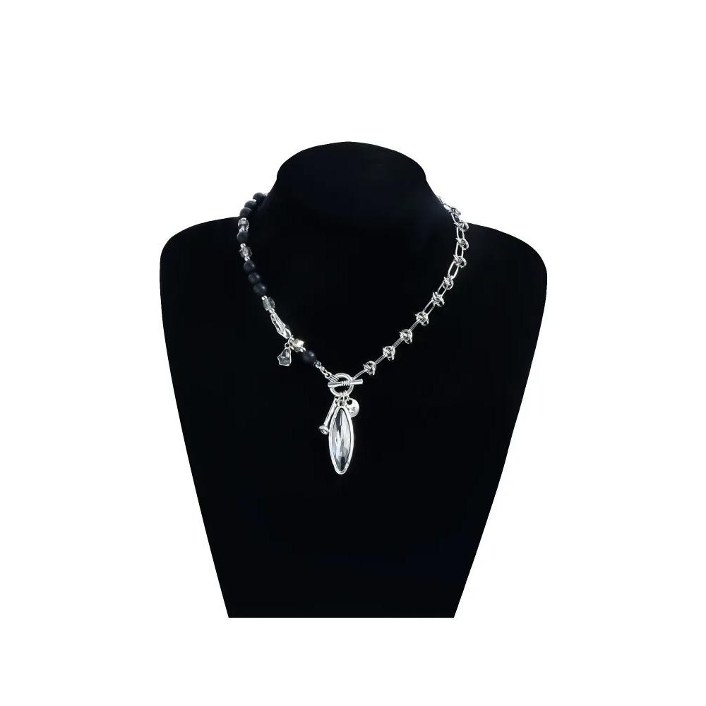 Oval Black Droplet Pendant Necklace with Irregular Beads Suitable for Women's Necklaces, Wedding Parties, Jewelry Gifts