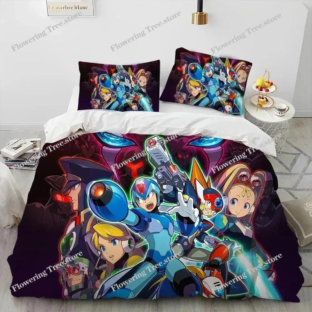 3D Rockman Megaman Game Cartoon Comforter Bedding Set,Duvet Cover Bed Set Quilt Cover Pill