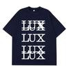 LUX Lettering Stacked Design T-Shirt White Cotton Y2K Goth Aesthetic Casual Women And Men T-shirt