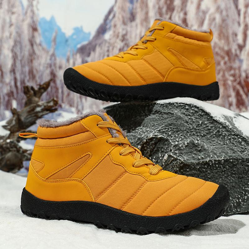 New Fashi Yellow Men's Winter Sneakers Large Size 48 Waterproof Hiking Shoes Men Warm Plush Outdoor Sports Sneaker for Men
