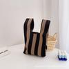 Minimalist Striped Checkerboard Knit Tote Bag