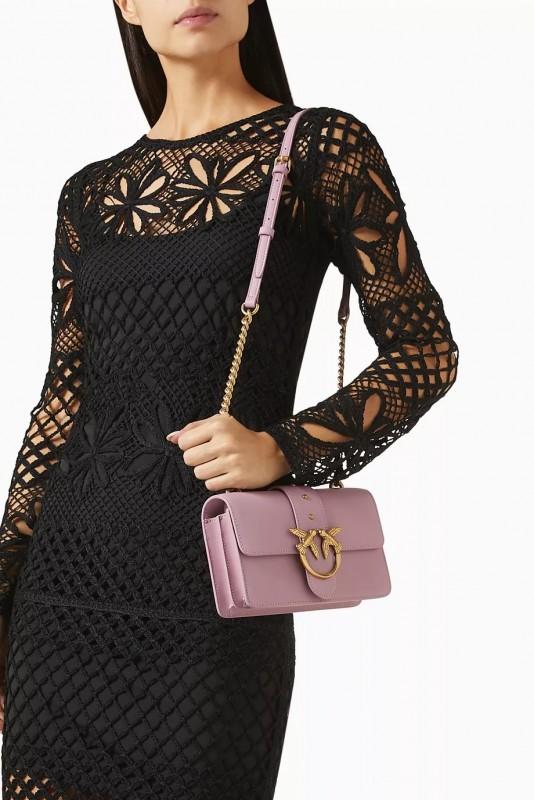 Pinko Leather Messenger Bag Love One Mini