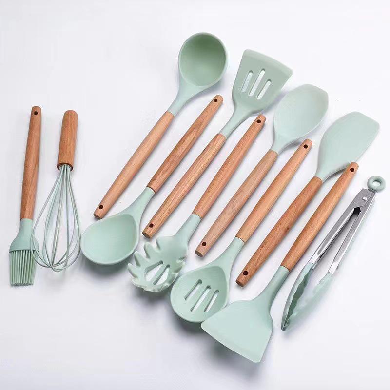 Creative Non-stick Silicone Cookware Set with Wooden Handles