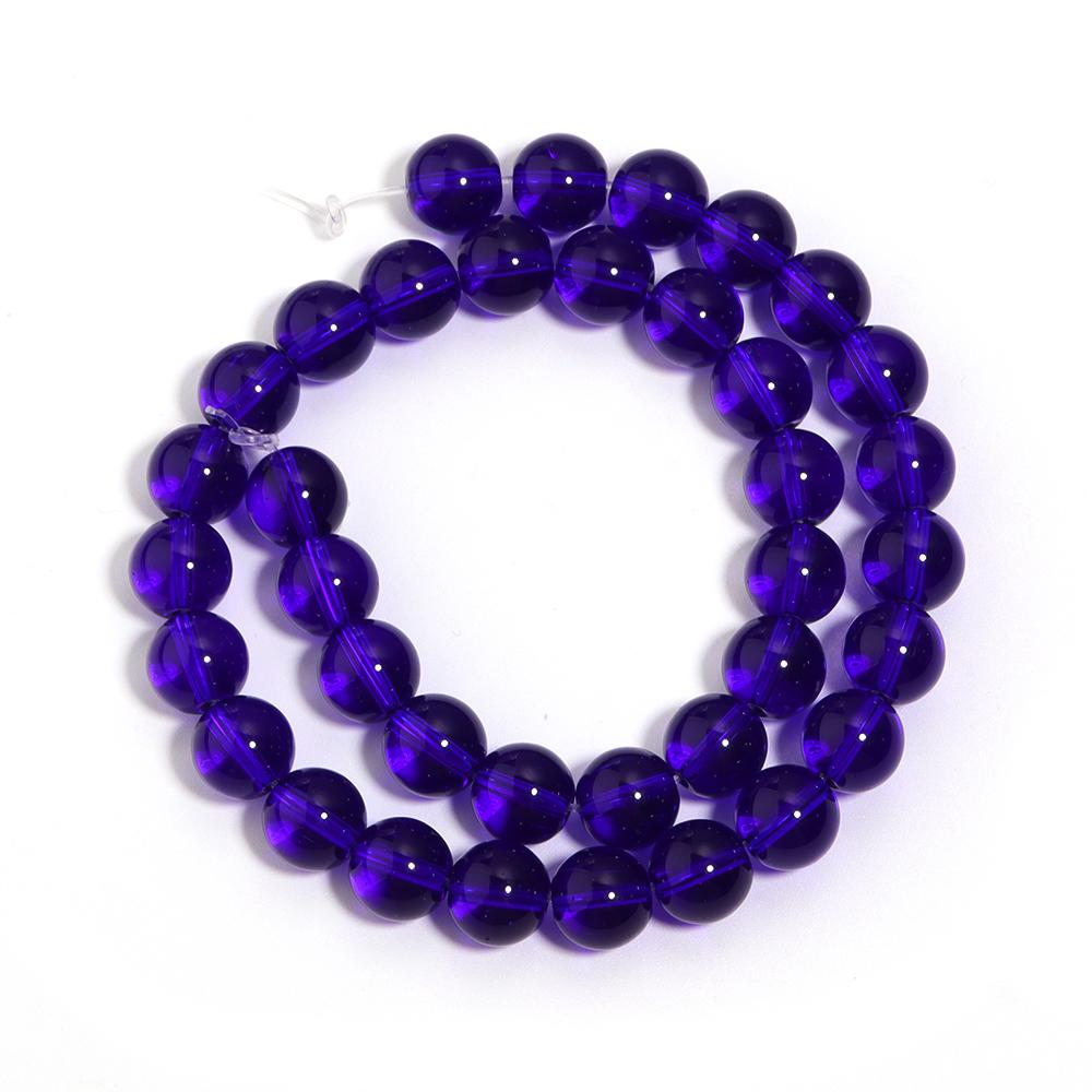 1 Strand 4/6/8/10/12mm Blue Glass Beads Smooth Round Loose Spacer Beads For DIY Jewelry Making Bracelets Necklace Accessories