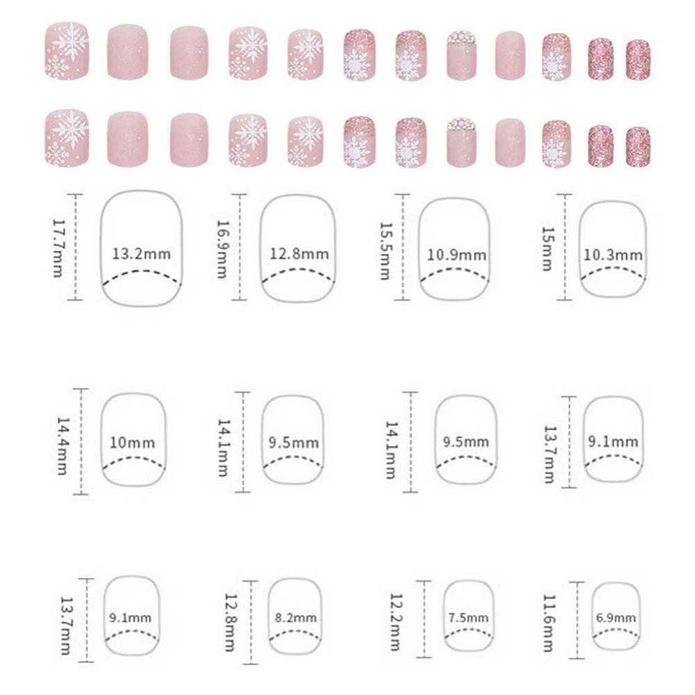 24Pcs/set Manicure Material Christmas False Nails Christmas Fake Nail Extension Nail Salon