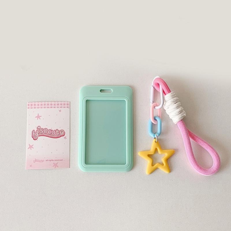 Photocard Holder Keychain Star Photocard Holder ID Cards Protective Sleeve School Stationery Supplies for Women Girls