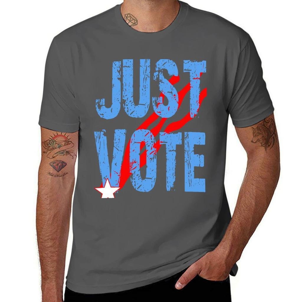 Just Vote Patriotisches Wahl Design T-Shirt Minimalistisch Lässig Kurzarm Top
