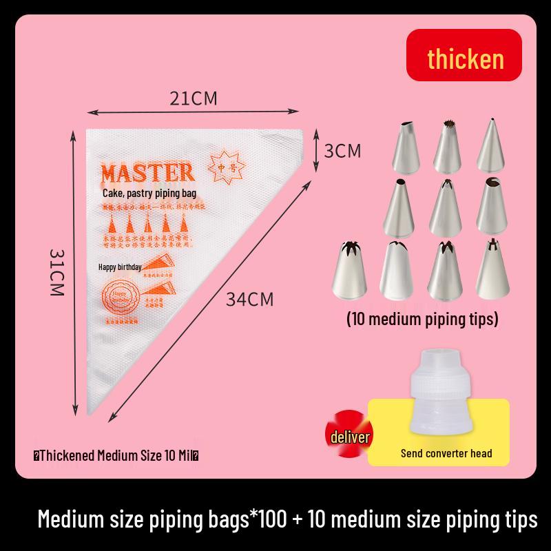 Disposable Food-Grade Piping Bag and Tip Set for Baby Food and Baking