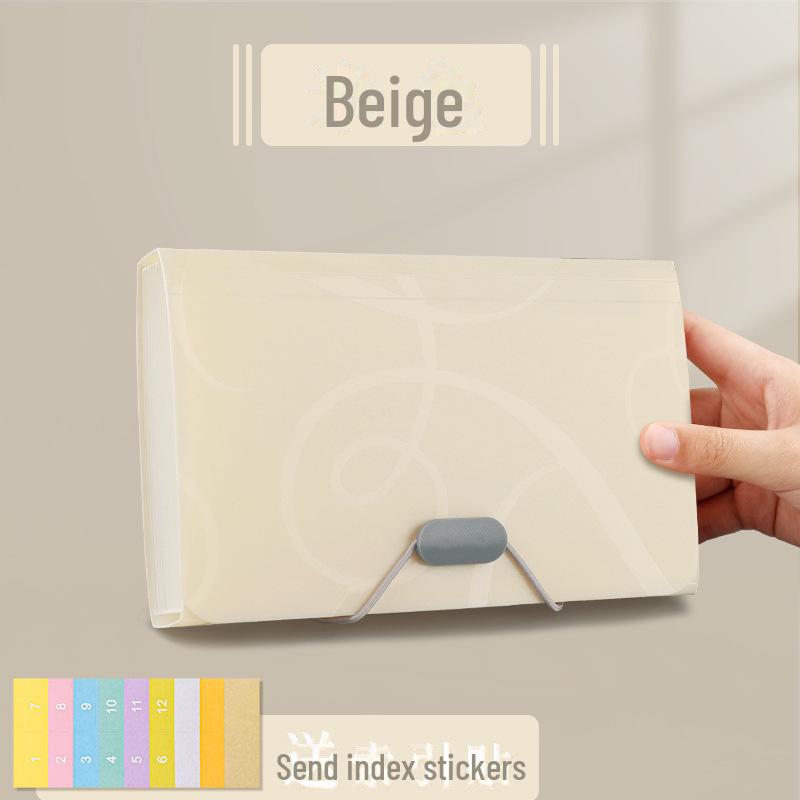 

Папка-аккордеон Qianheng A6: Многослойная портативная полипропиленовая сумка для хранения документов и квитанций A6 бежевый