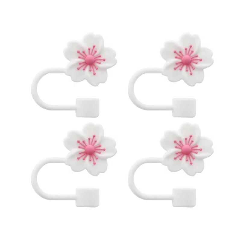 2/4pcs Straw Cover Cap for Stanley Cup Accessories,Silicone Straw Topper 10mm Reusable Straw Tips Lids Flowers Tip Covers