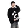 Men's Cartoon Cat Mohair Winter Sweater: American Style Loose Casual Round Neck Knitwear Cardigan