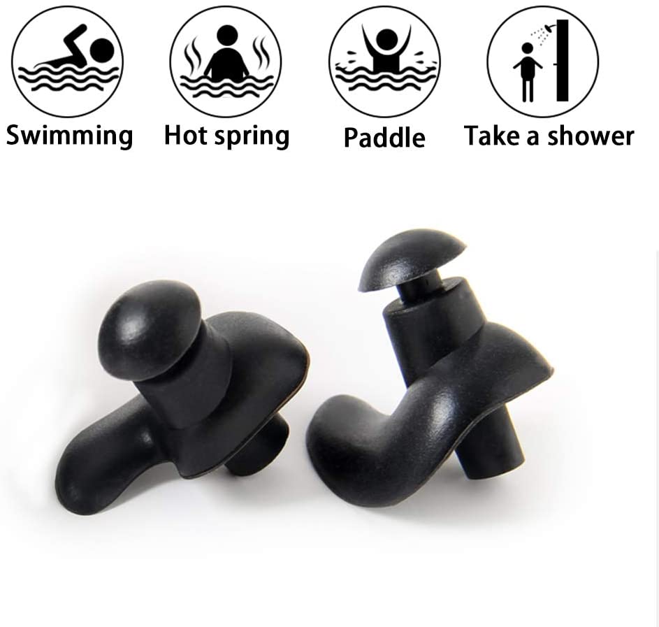 4 Pairs Swimming Earplugs Waterproof Reusable Silicone for Showering Bathing Surfing Kids Adults