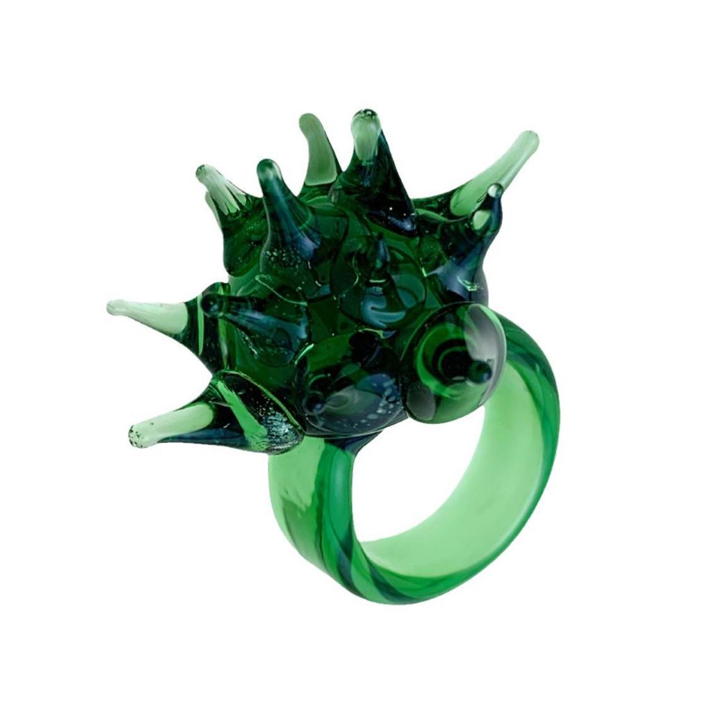 Wykwintny wielokolorowy pierścionek z jeżowcem morskim ze szkła Murano