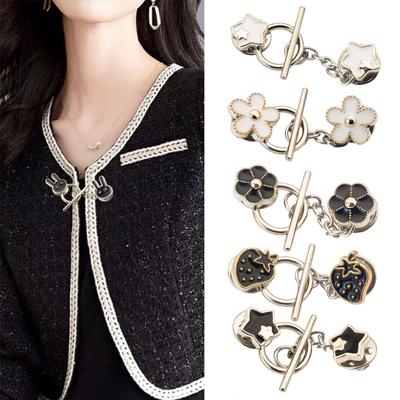 5 Pièces Broches Boutons Chaîne Fermeture Cardigan Attache Sans Couture Amovible Décoratif