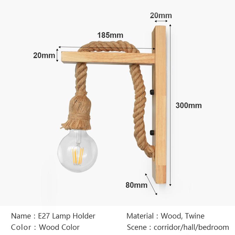 Retro Wood Wall Light E27 Vintage Sconce Wall Lights Fixture Indoor Home Decor Dining Room Bedside Lamp Bedroom Lighting